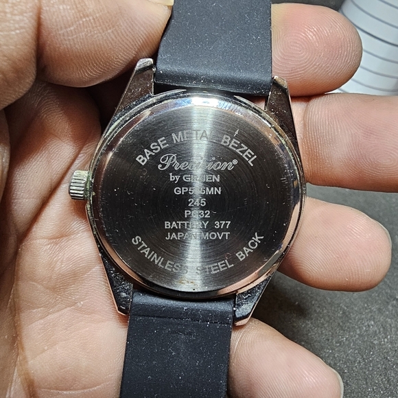 Precision By Gruen Mens Quartz Date Just Watch Working Silver Tone Blue Dial str - Picture 8 of 9